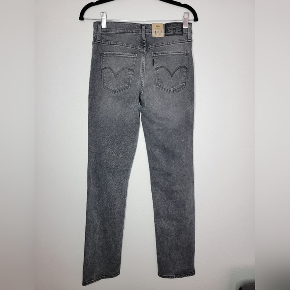 Levi's 314 Shaping Straight Women Gray Jeans Mid Rise Hypersoft Size 26x32 (1) - Picture 2 of 8